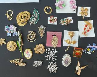Assorted Vintage Brooches and Pins, including Signed Designer Pieces