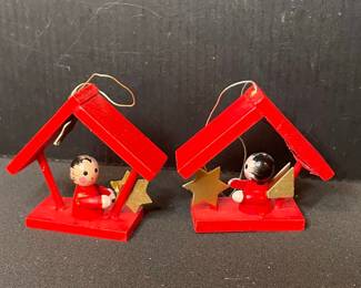 Vintage Wooden Nativity Ornaments