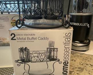 Home Essentials 2-Piece Stackable Metal Buffet Caddy