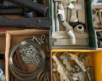 Vacuum Cleaner Attachments, Wire Rope, and Assorted Metal Brackets Lot