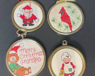 Needlepoint Christmas Ornaments vtg