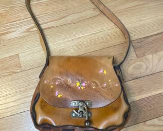 Vintage Hand Tooled Floral Leather Shoulder Bag