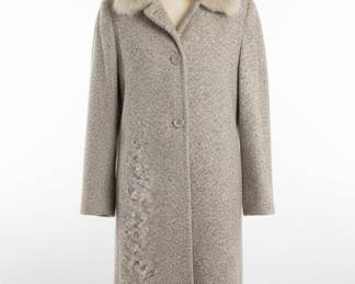 Vintage Forecaster Women's Tweed Coat with Faux Fur Collar