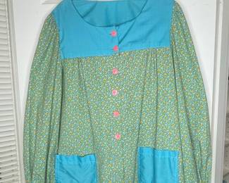 Vintage 1960s Floral Prairie Style Apron Top