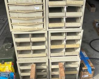 Vintage Metal Parts Storage Cabinets