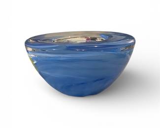 Kosta Boda 'Atoll' Blue Swirl Art Glass Bowl by Anna Ehrner