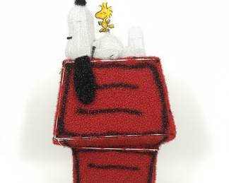 ProductWorks 32" Pre-Lit Snoopy and Woodstock Doghouse Tinsel Christmas Yard Decoration