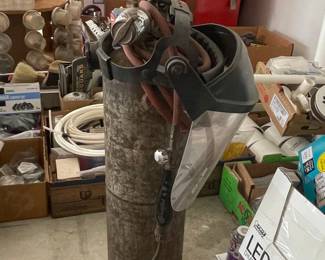 Oxygen Tank with Welding Mask and Hoses