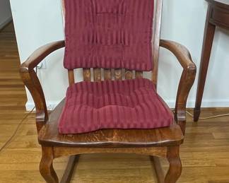 Vintage Wooden Rocking Chair with Cushions