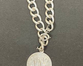 Sterling Silver Monogrammed Disc Charm Bracelet