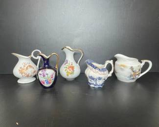 Assorted Ceramic Pitchers: Booths, Bavaria Waldershof, Hayashi China Kutani, and Limoges