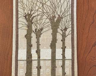 Cross-Stitched Winter Landscape Wall Hanging