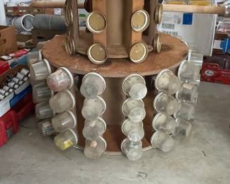 Vintage Digsmed Danish Teak Spice Wheel with Jars