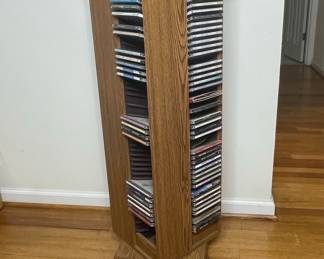 Wooden Rotating CD Tower Vintage 