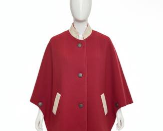 Logen Boutique Austria Vintage 1950s-1960s Red Wool Cape