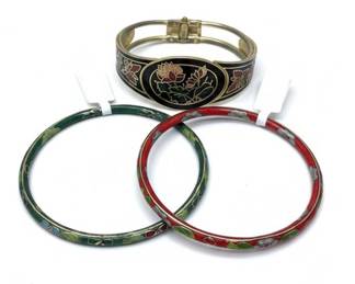 Vintage Chinese Cloisonné Bangle Bracelets