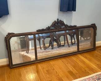 Antique Panel Floral Etched Buffet Wall Mirror