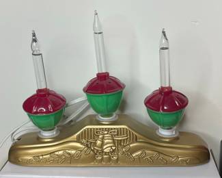 Vintage Christmas Bubble Lights Base with Bells and Holly