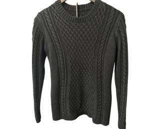 Vintage Black Cable‑Knit Sweater, Hand‑Knit Style, Size S/M