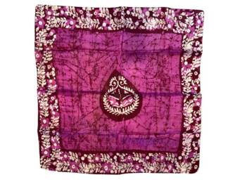Handspun Pure Silk Batik Style Majenta Scarf - Made in India