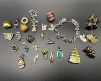 Charm Bracelet with Charms & Pendant Pieces - Assorted Jewelry	