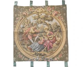 Vintage French Pastoral Scene Tapestry Wall Hanging – Classical Garden	