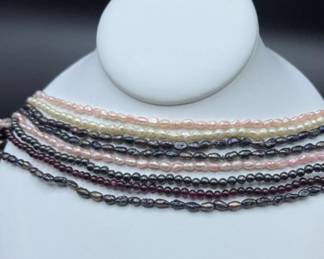 Six Freshwater Pearl Necklaces with Two Beaded Accent Necklaces