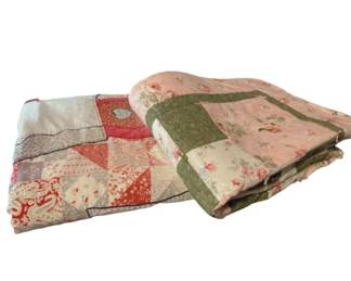 Two Handcrafted Quilts – Colorful Pieced Designs