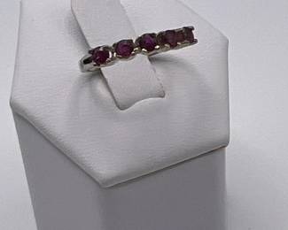 Five‑Stone Ruby Band in Sterling Silver (JED), Size 5