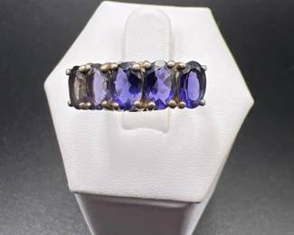 Tanzanite & Sterling Silver Five‑Stone Ring – Stamped 925 Thailand