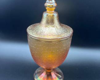 Jeannette Vintage Carnival Glass Lidded Compote