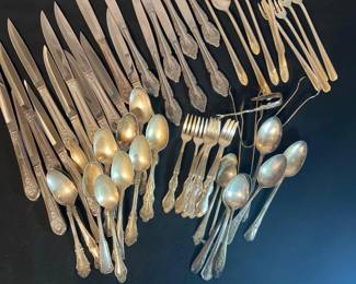 Mixed Sterling & Silverplate Flatware Variety – Knives, Forks & Spoons	