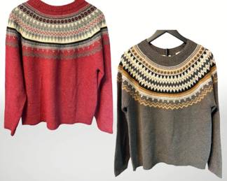 Weatherproof Vintage Fair Isle Yoke Sweaters – Red & Brown, Size M