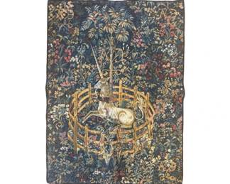 Unicorn Tapestry Wall Hanging – Medieval‑Style Enclosure Scene