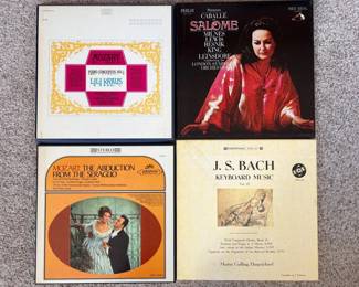 Four Classical Vinyl Record Sets–Mozart, Bach & Strauss with Booklets