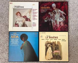 4 Complete Opera Vinyl Record Sets (Booklets)-Puccini, Bellini, Aida
