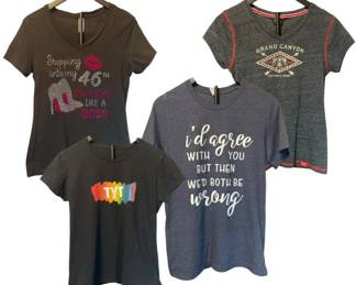 Lot of Four Graphic T‑Shirts with Printed Designs