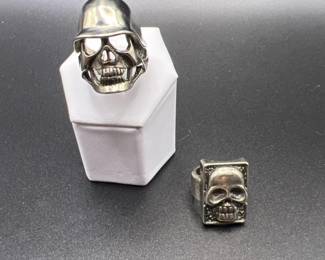 Heavy Metal Skull Ring and Biker Signet Skull Ring