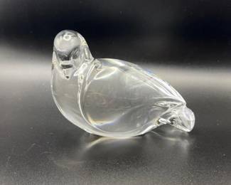 Val Saint‑Lambert Signed Crystal Bird Sculpture – “Des Soiss” Model