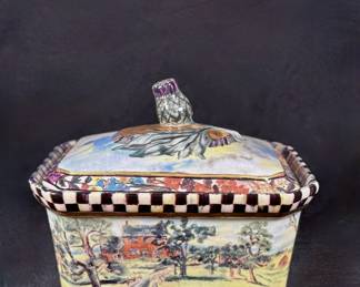 Mackenzie Childs Maclachlan Trinket Box with Thistle Lid