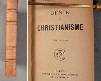 Genie du Christianisme by Chateaubriand, Tome Second, hardcover, half-calf, publishers Ernest Flammarion, Éditeur, Paris