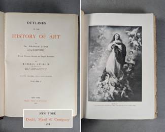 Inside page view of History of Art Vol. I and II by Wilhelm Lübke, edited by Russell Sturgis, hardcovers, published 1904 by Dodd, Mead & Company New York