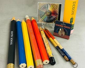 Vintage Dixon and other jumbo sized novelty / advertising pencils and colored pencils