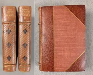 Poésies  Vol. I and II by Alfred de Musset, hardcovers half leather, published 1903 by Petite Bibliotheque-Charpentier