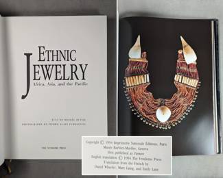 Inside page view of Ethnic Jewelry, text by Michel Butor, Photography by Peirre-Alain Ferrazzini, hardcover with dust jacket, published 1994 by The Vendome Press