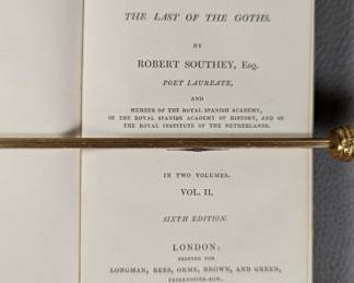 Inside page view of Roderick, the Last of the Goths Vol. II, Sixth Edition, by Robert Southey,  hardcover half-calf, published 1826 for Longman, Rees, Orme, Brown, and Green, London.