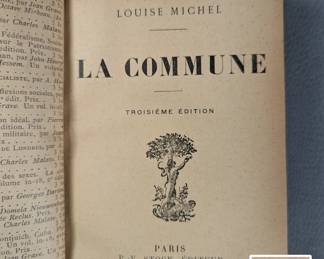 Inside page of La Commune by Louise Michel, hardcover half-calf, published 1898 by P. V. Stock,  Éditeur