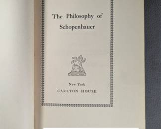 Inside page view of The Philosophy of Schopenhauer, hardcover, part of the World's Great Thinkers series published by Carlton House, New York, copyright 1928 The Modern Library, Inc.