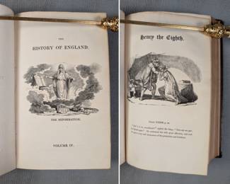 Inside pages of The History of England Vol. IV by David Hume, hardcover, leather, published 1810 by J. Ballantyne and Co. Edinburgh
