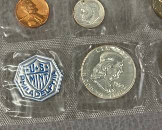 Detail of one of the twelve 1964 or earlier US Silver Coin proof sets